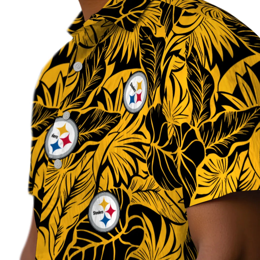 Pittsburgh Steelers Hawaiian Shirt - Monstera Layer | Moonbestprint