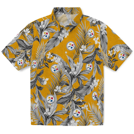 Pittsburgh Steelers Hawaiian Shirt - Palm Leaves | Moonbestprint