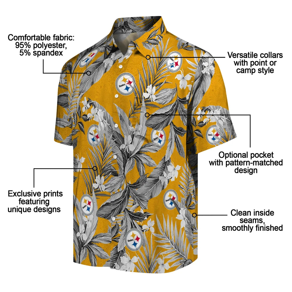 Pittsburgh Steelers Hawaiian Shirt - Palm Leaves | Moonbestprint