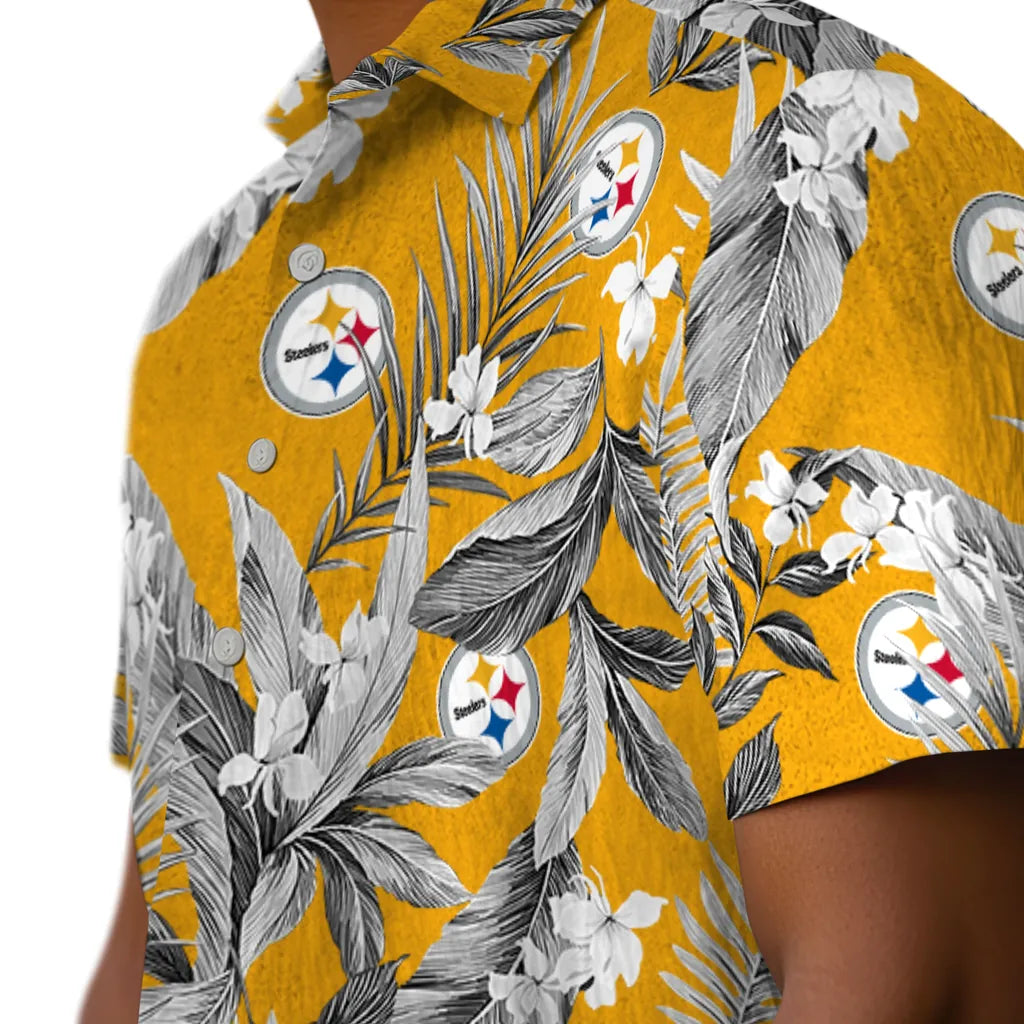 Pittsburgh Steelers Hawaiian Shirt - Palm Leaves | Moonbestprint