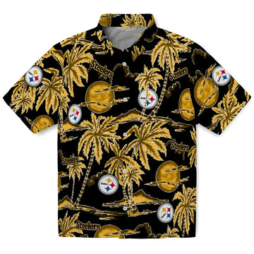 Pittsburgh Steelers Hawaiian Shirt - Palm Sunset | Moonbestprint