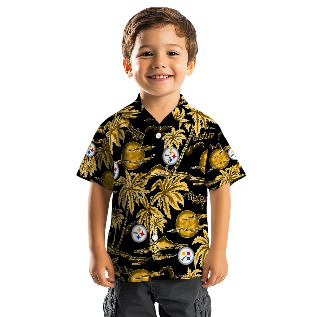 Pittsburgh Steelers Hawaiian Shirt - Palm Sunset | Moonbestprint