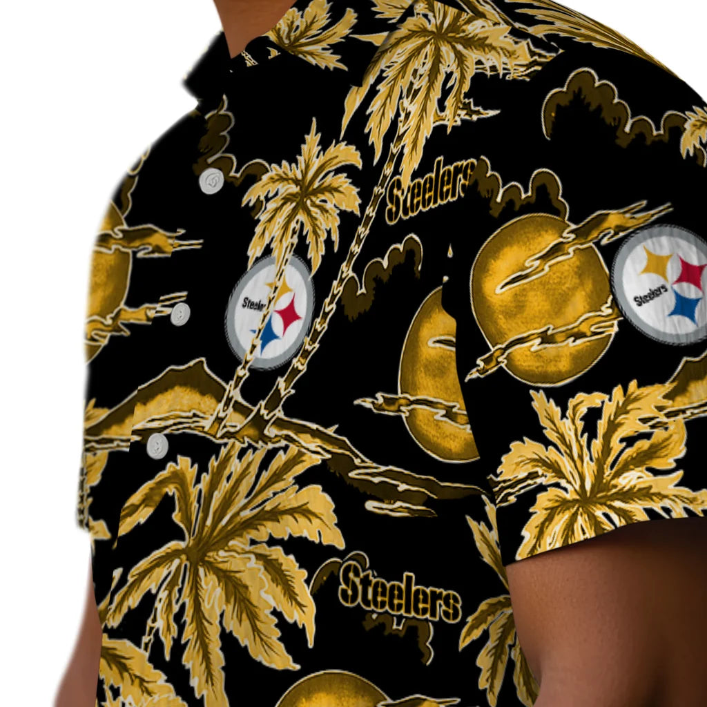Pittsburgh Steelers Hawaiian Shirt - Palm Sunset | Moonbestprint