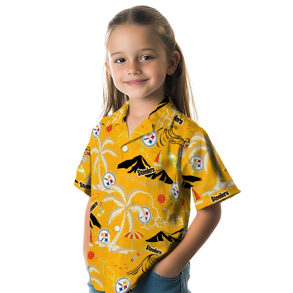 Pittsburgh Steelers Hawaiian Shirt - Palm Tree Island | Moonbestprint