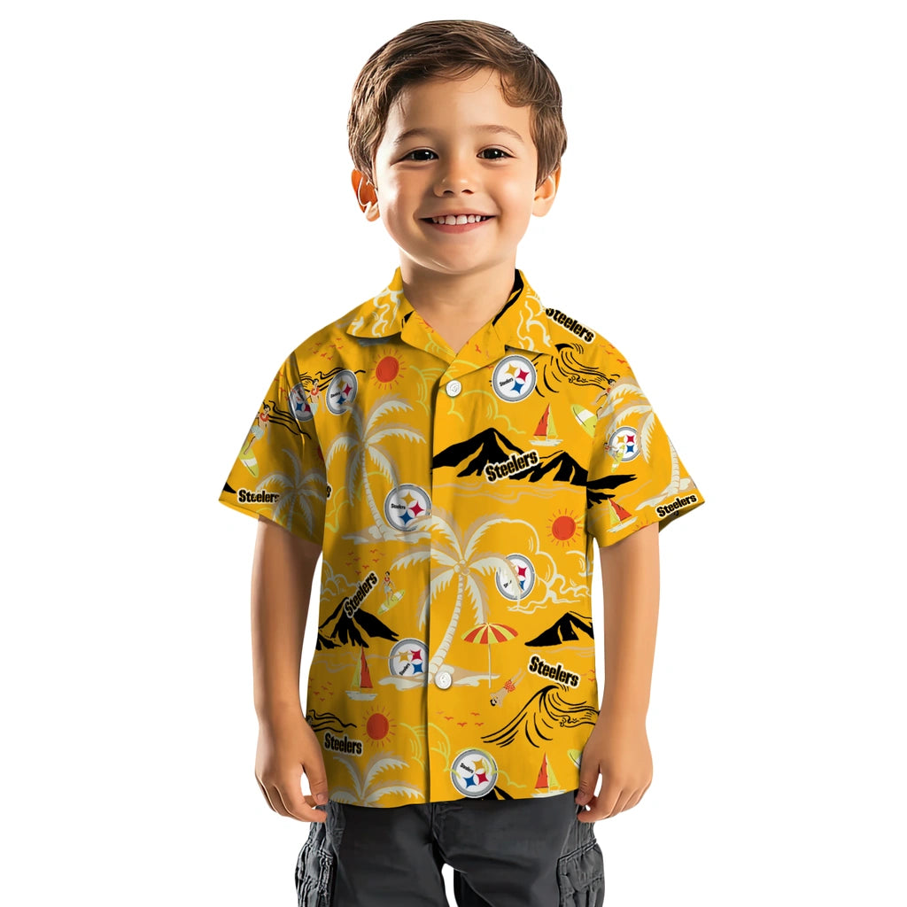 Pittsburgh Steelers Hawaiian Shirt - Palm Tree Island | Moonbestprint