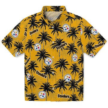 Pittsburgh Steelers Hawaiian Shirt - Palm Tree Motif | Moonbestprint
