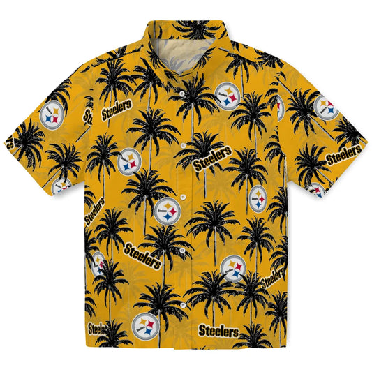 Pittsburgh Steelers Hawaiian Shirt - Palm Tree Motif | Moonbestprint