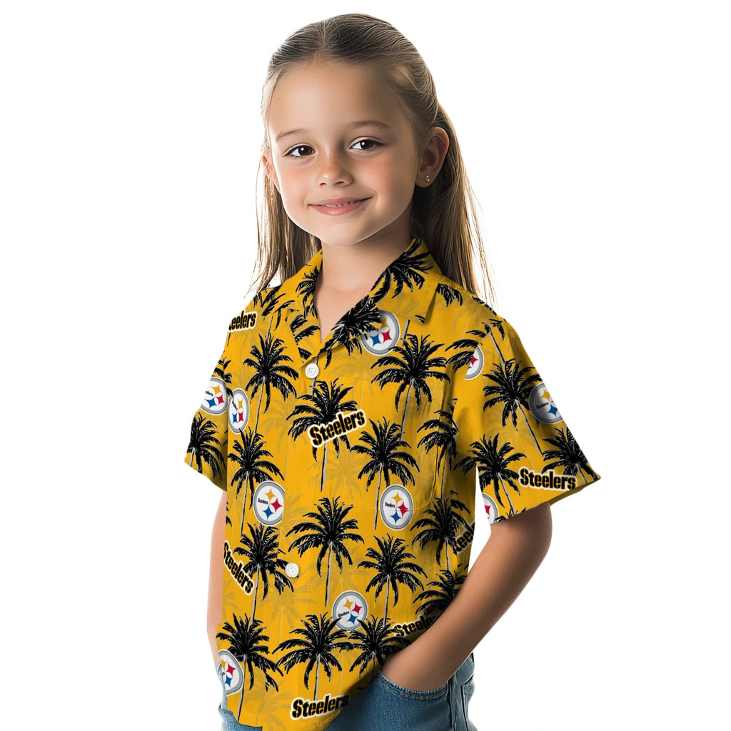 Pittsburgh Steelers Hawaiian Shirt - Palm Tree Motif | Moonbestprint
