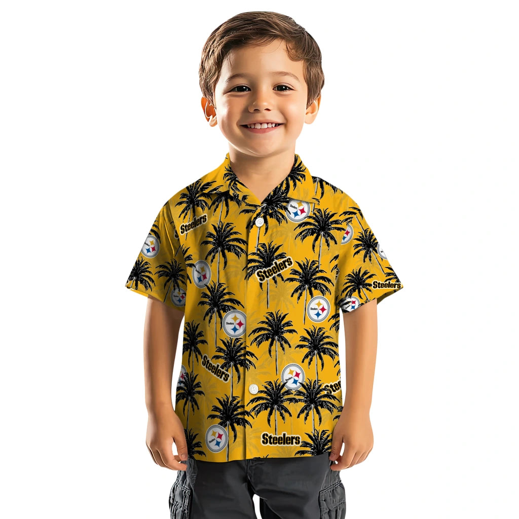 Pittsburgh Steelers Hawaiian Shirt - Palm Tree Motif | Moonbestprint