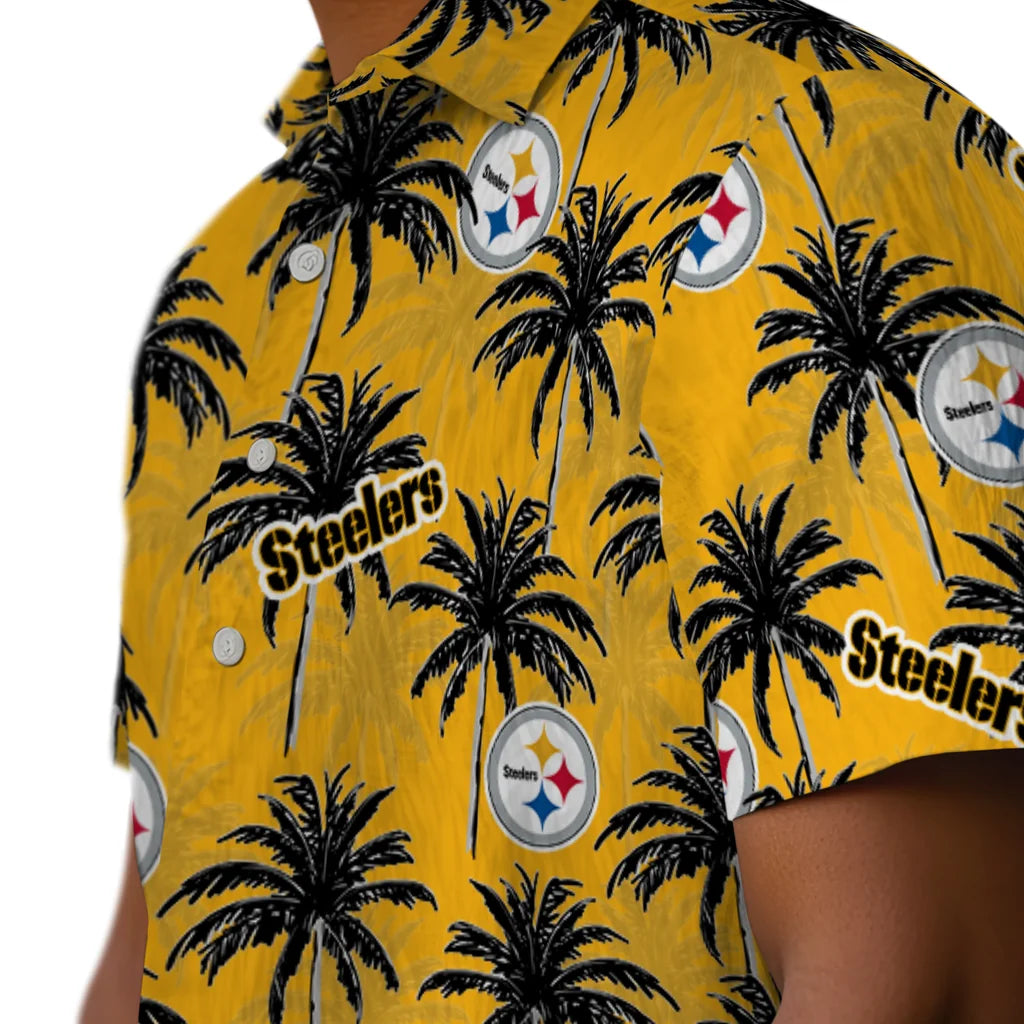 Pittsburgh Steelers Hawaiian Shirt - Palm Tree Motif | Moonbestprint