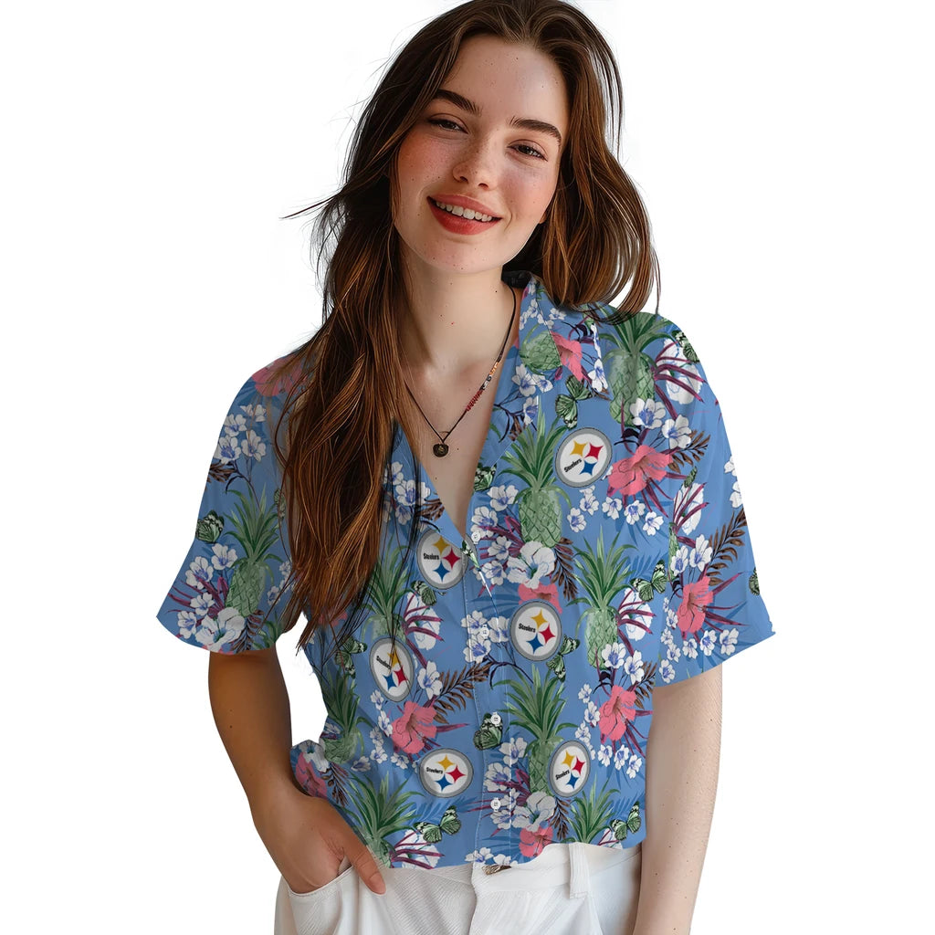 Pittsburgh Steelers Hawaiian Shirt - Pineapple Bouquet | Moonbestprint