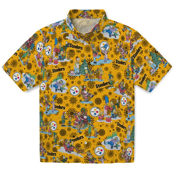 Pittsburgh Steelers Hawaiian Shirt - Simpsons Christmas | Moonbestprint