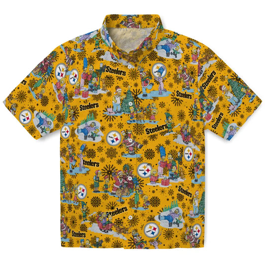 Pittsburgh Steelers Hawaiian Shirt - Simpsons Christmas | Moonbestprint