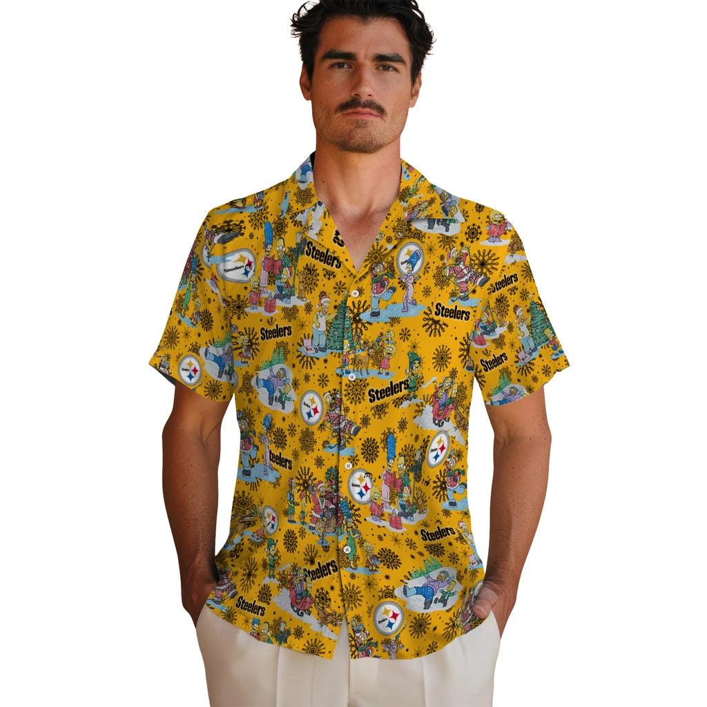 Pittsburgh Steelers Hawaiian Shirt - Simpsons Christmas | Moonbestprint