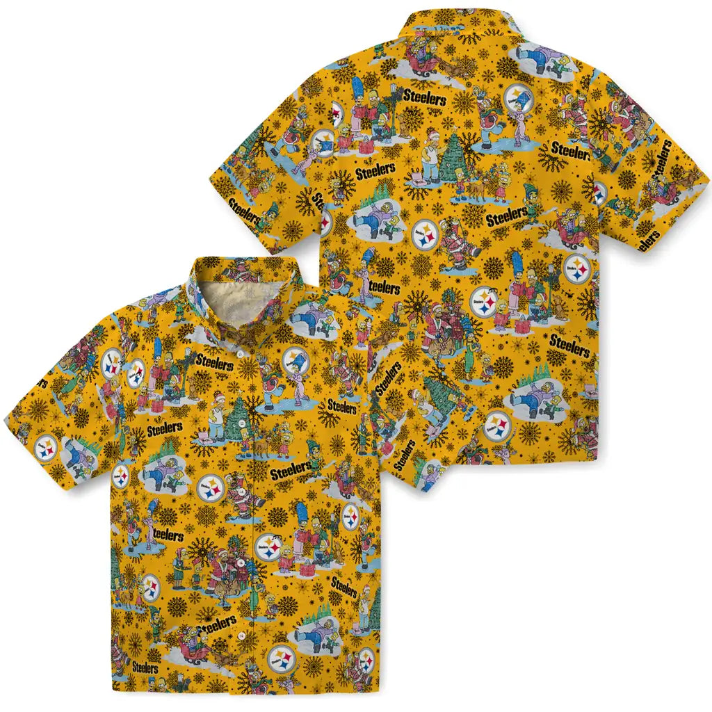 Pittsburgh Steelers Hawaiian Shirt - Simpsons Christmas | Moonbestprint