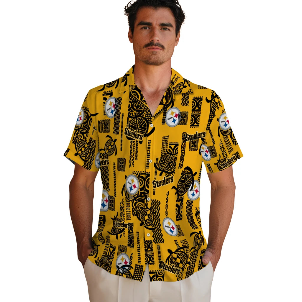 Pittsburgh Steelers Hawaiian Shirt - Turtle Lines | Moonbestprint