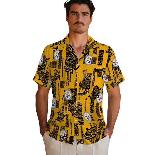 Pittsburgh Steelers Hawaiian Shirt - Turtle Lines | Moonbestprint