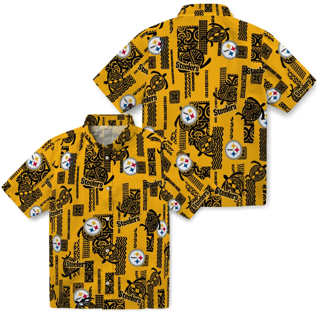 Pittsburgh Steelers Hawaiian Shirt - Turtle Lines | Moonbestprint