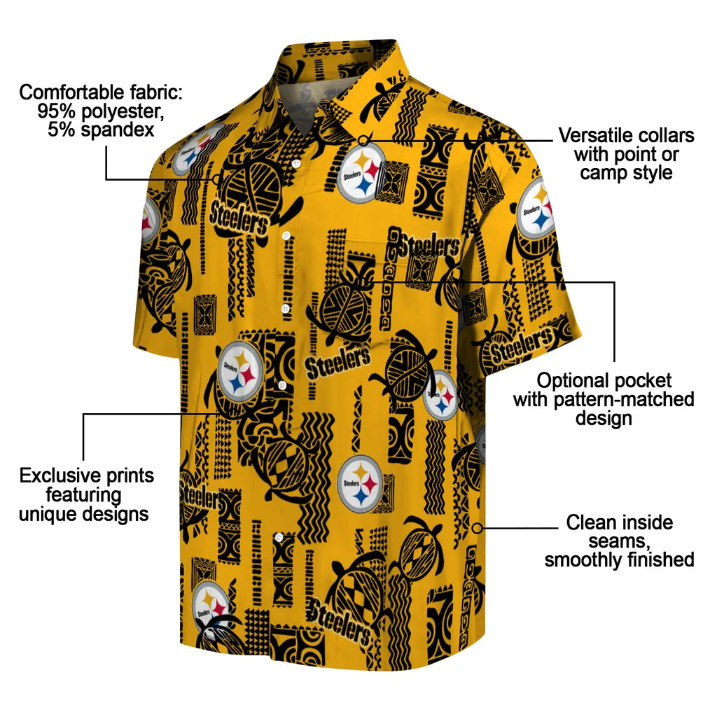 Pittsburgh Steelers Hawaiian Shirt - Turtle Lines | Moonbestprint