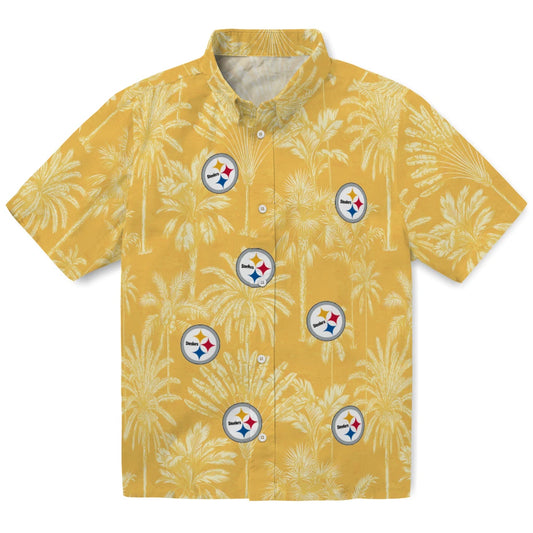 Pittsburgh Steelers Hawaiian Shirt - Vintage Palm Tree | Moonbestprint
