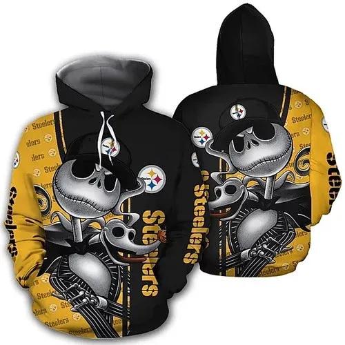 Pittsburgh Steelers Jack Skellington NFL 3D All Over Print Hoodie -Moonbestprint