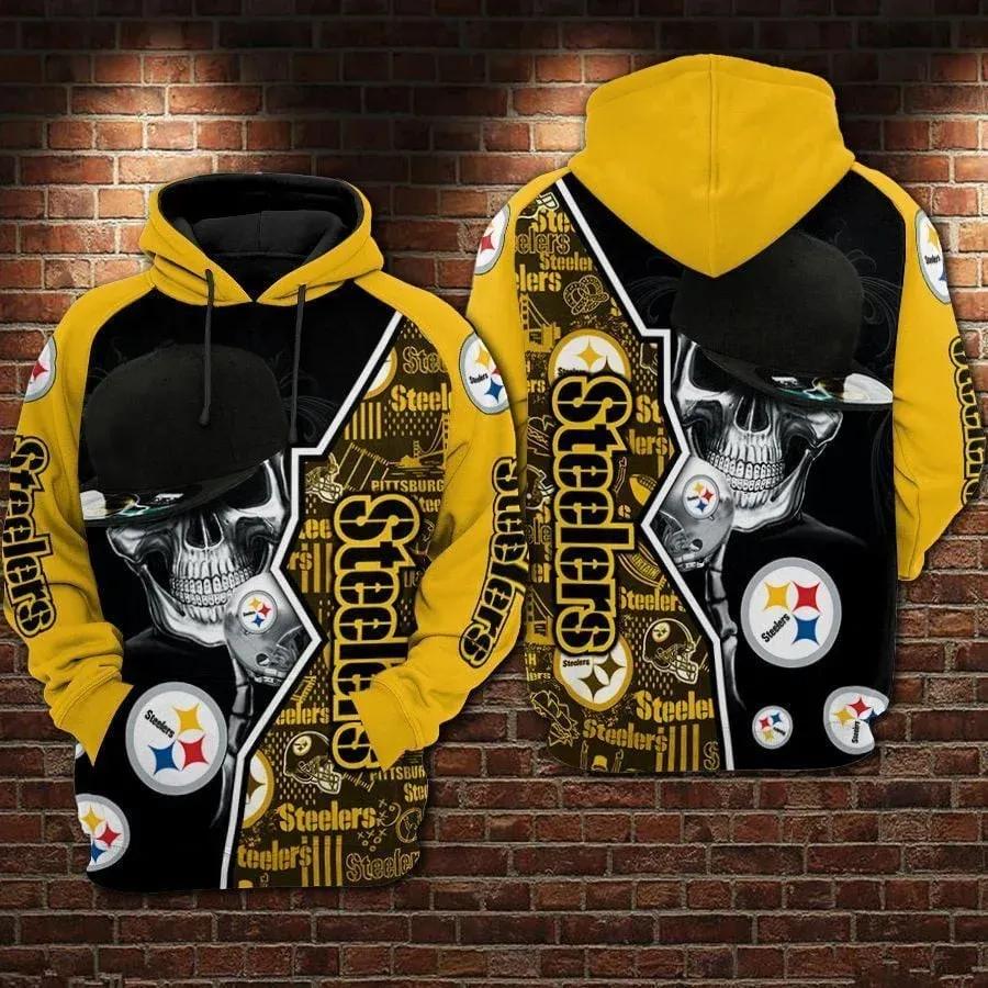 Pittsburgh Steelers Skull Hip Hop NFL 3D All Over Print Hoodie -Moonbestprint