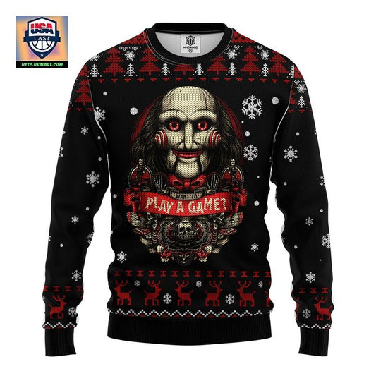 Play A Game Horror Movie Saw Ugly Christmas Sweater ? Usalast