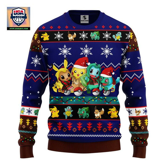 Pokemon Cute Noel Mc Ugly Christmas Sweater Blue 1 Amazing Gift Idea Thanksgiving Gift ? Usalast