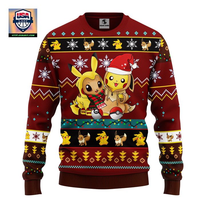 Pokemon Cute Noel Mc Ugly Christmas Sweater Brown Red 1 Amazing Gift Idea Thanksgiving Gift ? Usalast