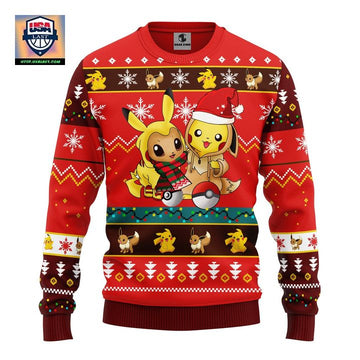 Pokemon Cute Noel Mc Ugly Christmas Sweater Red 1 Amazing Gift Idea Thanksgiving Gift ? Usalast