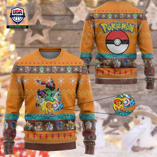 Pokemon Eevengers Christmas Ugly Sweater And Sweater Orange Version ? Usalast