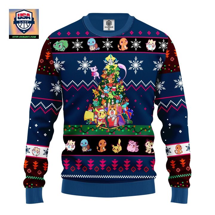 Pokemon Ugly Christmas Sweater Tree Blue 1 Amazing Gift Idea Thanksgiving Gift ? Usalast