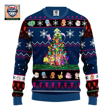 Pokemon Ugly Christmas Sweater Tree Blue 1 Amazing Gift Idea Thanksgiving Gift ? Usalast