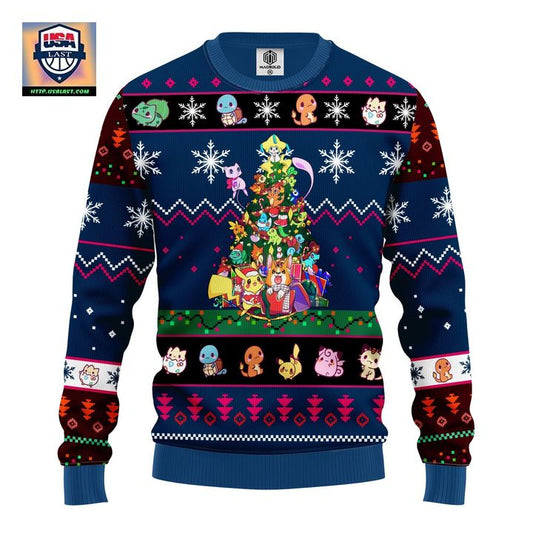 Pokemon Ugly Christmas Sweater Tree Blue 1 Amazing Gift Idea Thanksgiving Gift ? Usalast