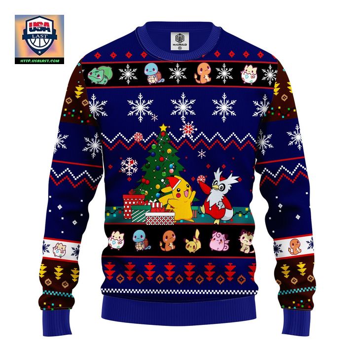 Pokemon Ugly Christmas Sweater Tree Blue 2 Amazing Gift Idea Thanksgiving Gift ? Usalast