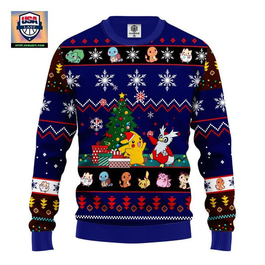 Pokemon Ugly Christmas Sweater Tree Blue 2 Amazing Gift Idea Thanksgiving Gift ? Usalast