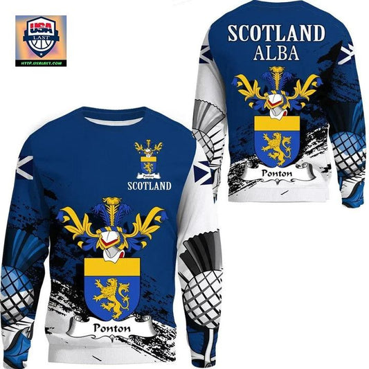 Ponton Scottish Family Crest Scotland Special Sweater A7 ? Usalast