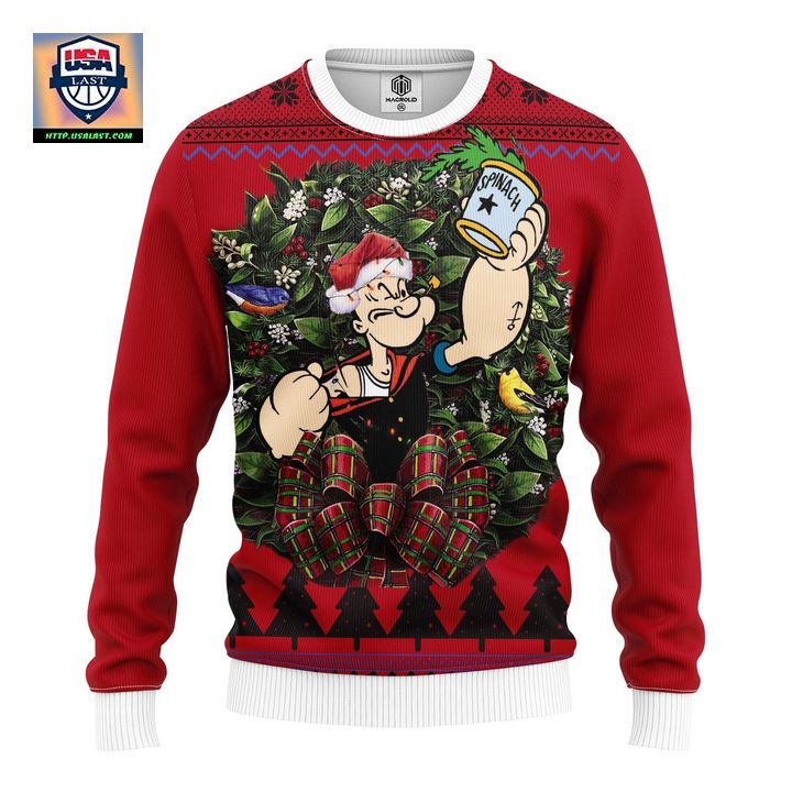 Popeye Holding Spinach Can Noel Mc Ugly Christmas Sweater Thanksgiving Gift ? Usalast