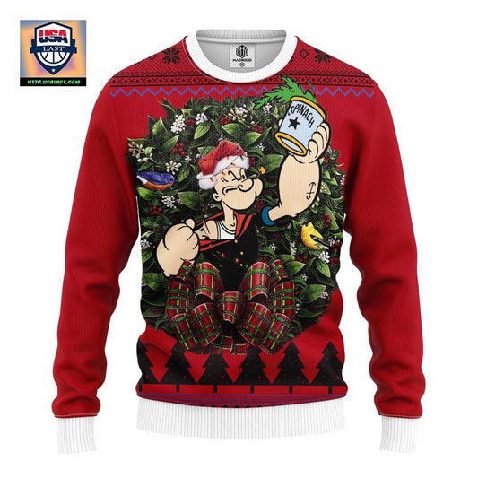 Popeye Holding Spinach Can Noel Mc Ugly Christmas Sweater Thanksgiving Gift ? Usalast