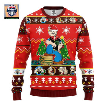 Popeyes Ugly Christmas Sweater Red 1 Amazing Gift Idea Thanksgiving Gift ? Usalast