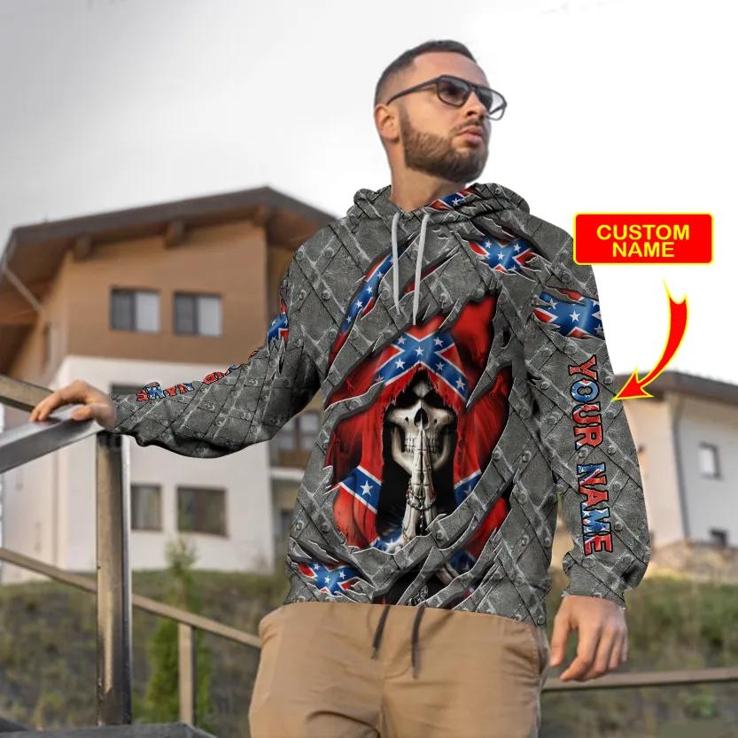 Praying Grim Reaper Patriotic Skull Custom 3D All Over Print Hoodie -Moonbestprint