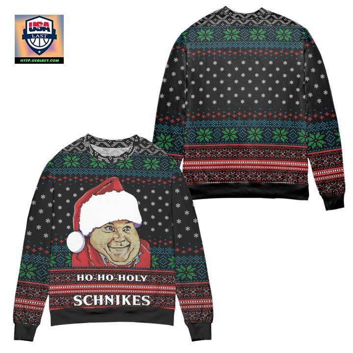 Pretty Tommy Boy Ho Ho Holy Schnikes Snowflake Pattern Ugly Christmas Sweater ? Black ? Usalast