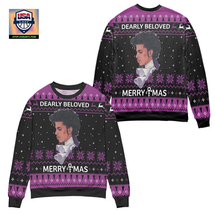 Prince Dearly Beloved Merry Christmas Ugly Christmas Sweater ? Black Purple ? Usalast