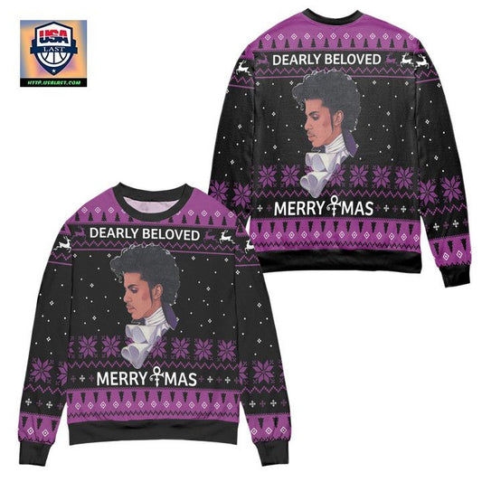 Prince Dearly Beloved Merry Christmas Ugly Christmas Sweater ? Black Purple ? Usalast