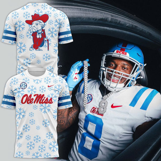 Special Edition Ole Miss Icy White Uniform Tshirt Moonbestprint