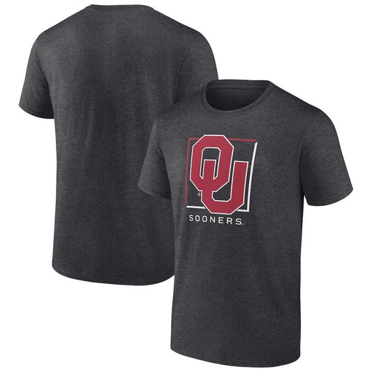 Charcoal Oklahoma Sooners Fundamentals Halved Team T-Shirt | TO36 Moonbestprint