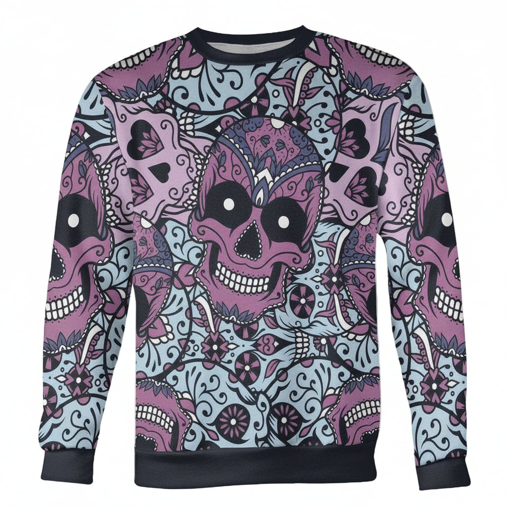 Purple And Light Blue Sugar Skull Sweater ? Usalast