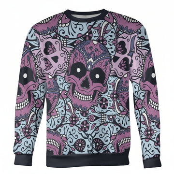 Purple And Light Blue Sugar Skull Sweater ? Usalast