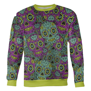 Purple And Teal Sugar Skull Sweater ? Usalast