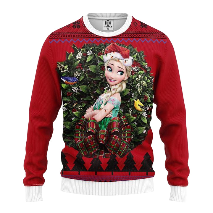 Queen Elsa Wearing Green Dress Noel Mc Ugly Christmas Sweater Thanksgiving Gift ? Usalast